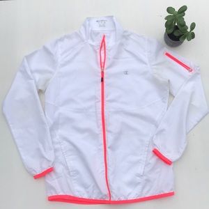 Champion running jacket white & pink reflective